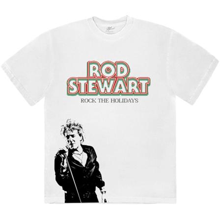 Rod Stewart Unisex Adult Rock The Holidays T-Shirt L Vit White L