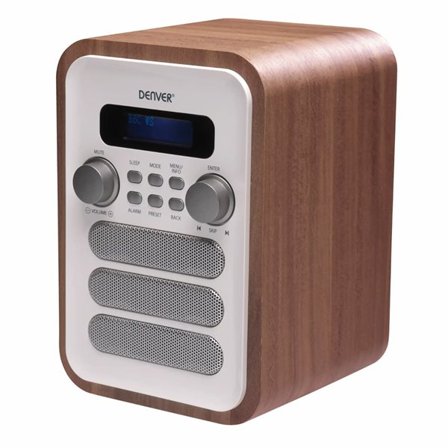 Denver DAB-48WHITE Digitalradio med Bluetooth og FM - Hvit/Tre