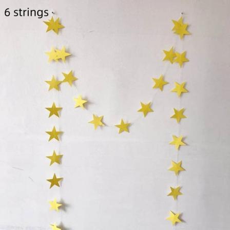 6 Pack Gold Star Garland Banner -riippuvat koristeet
