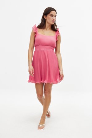 NA-KD Plisse Mini Dress - Minikjoler - Pink - XS (EU 32)