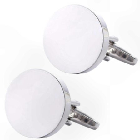 Stilrene runde manchetknapper i metal til formelt herretøj (FMY) sølv