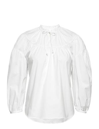 2Nd Dorothy - Soft Cotton Solid Bluse Langermet Hvit 2NDDAY*Betinget Tilbud