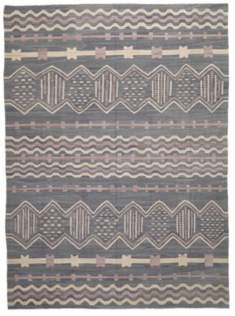 Handgewebt Kelim Modern Teppich 310X422 Dunkelgrau/Braun