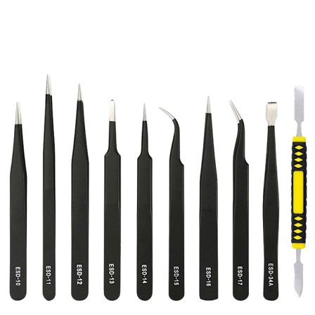 Elektronisk ESD-pincetsæt - 10 dele
