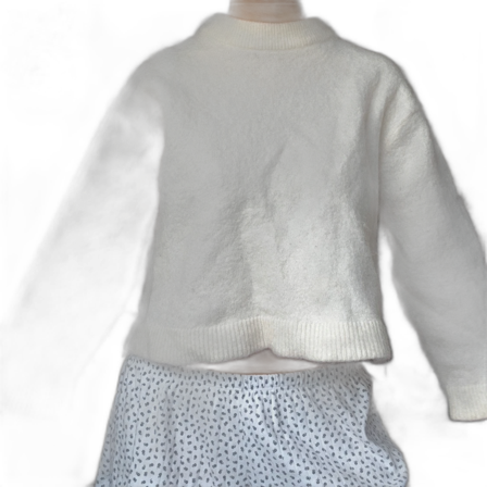Vit fluffig stickad tröja mohair/wool blend