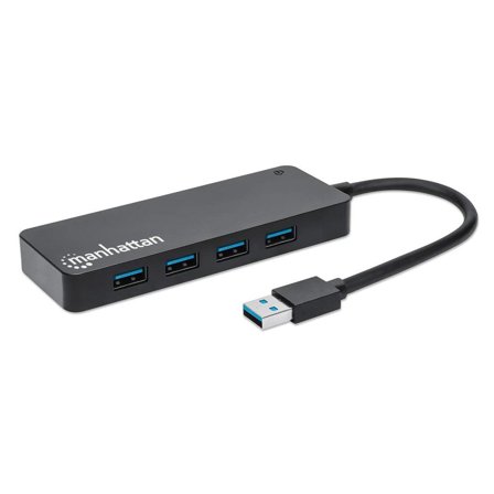 Manhattan MH USB Hub, USB 3.2 Gen 1 Hub, black, 4-port, Retail Box