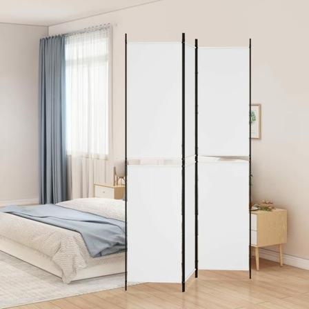 Vidaxl Rumsavdelare 3 Paneler Vit 150x220 Cm Tyg Vit