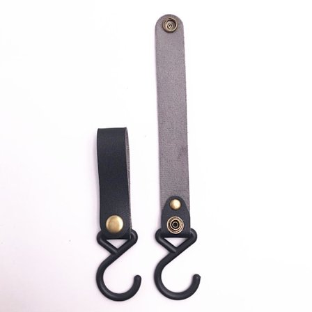 Læder S-kroge - Sæt med 8 metal S-formede kroge til ophængning, sort læder