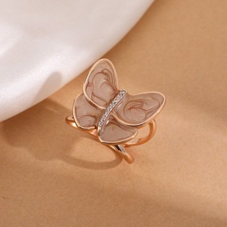 Butterfly Scarf Spänne Rhinestone Scarf Ring Clip KHAKI 28MM