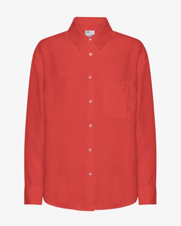 Linen Oversized Shirt - Red Tangerine