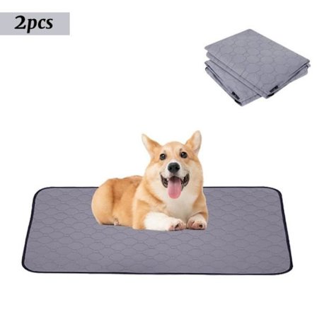 (Grå) 2-delt hundetræningsunderlag til hvalpe, 70x50cm, vaskbare og genanvendelige, hygiejne- og træningsunderlag til pottetræning