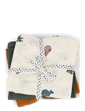Done by Deer Burp Cloth 3-Pack Gots Sea Friends Colour Mix - Multi/patterned - 70X 70CM