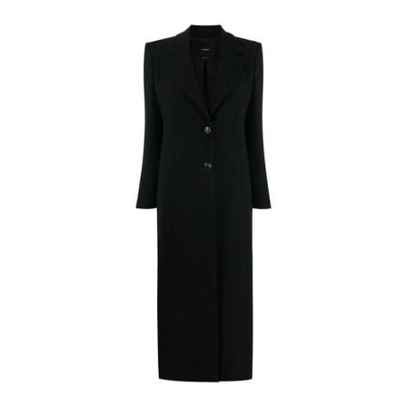 Pinko, Clarisse Long Single-Breasted Coat Zwart, Dames, Maat:S