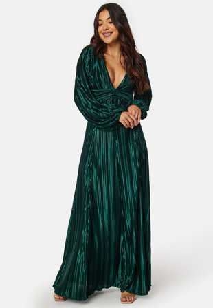 Bubbleroom Occasion Mae Pleated Gown Dark green Klær