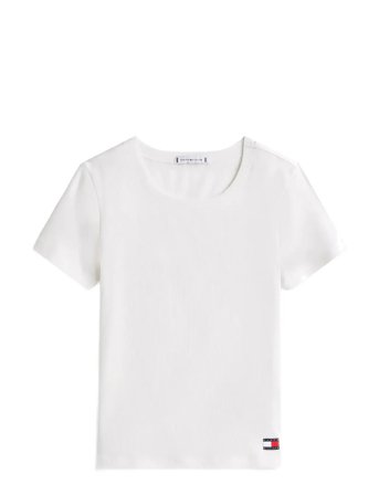 Ss Rib T-Shirt White Tommy Hilfiger