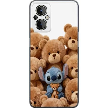 Kompatibel Mobilcover til OnePlus OnePlus Nord N20 5G Sød og sikker illustration med Stitch omgivet af bamser, der skaber en varm og legende følelse