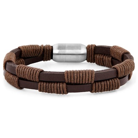 Bracelet en cuir brun Le Tisserand pour hommes - Bracelets en cuir