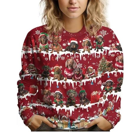 Jul 3D Digital Print Crew Neck Sweater Gave - HQ20 - Størrelse L