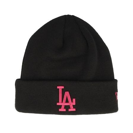 New Era - MLB Schwarz cuff Mütze - Los Angeles Dodgers League Essential Beanie Black/Neon Pink Cuff @ Hatstore