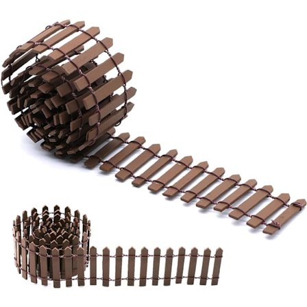 Sett med 3 miniatyrhagegjerder i tre, fleksibelt miniatyrgjerde