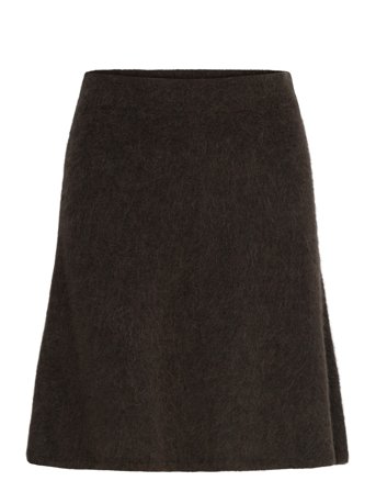 Slflulu Brushed Hw Knit Skirt Brown Selected