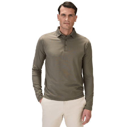 John Henric Cotton Fitted Stretch L/s Polo Shirt Jersey Skjortor Herr Grön XL