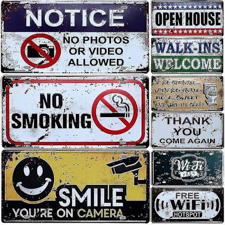 Vintage Metal Tin Sign Barpubhotel Dekoratiivinen Metallimerkki Varotuslause No