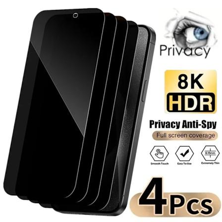 4 stk. Privacy Skærmbeskyttelse til iPhone 15 11 12 14 Pro Max Antispionglas til iPhone 13 Mini Xs Xr 7 Plus Anti Peeping Film. For iPhone SE3 2022 