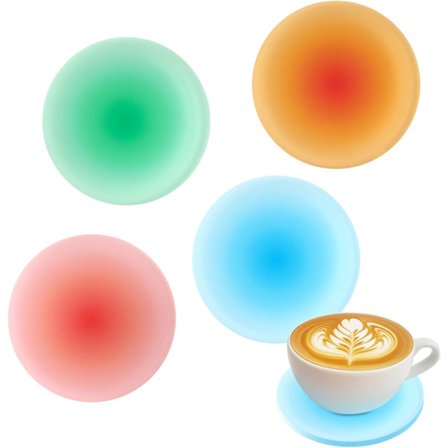 Colorful Acrylic Drink Coasters, Set of 4, 9.6cm Round Non-Slip Table Coasters for Coffee Table and Desk Protection