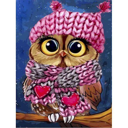 Timanttimaalaussetti aikuisille, DIY-timanttitaide lapsille, pyöreä timanttitaide, täysi timanttipöllö 5d timanttipisteet kodin seinäkoriste sininen