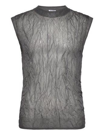 Crinkled Vest Designers Knitwear Knitted Vests Grey Filippa K