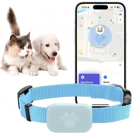 GPS-tracker til kæledyr – GPS-tracker til kat & hund, kompatibel med iOS/Android, intet abonnement & ingen månedlig betaling