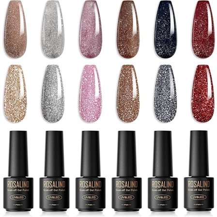 UV-nagellack, 6 färger Mini Gel-nagellack, UV-nagellack Set Färgad Gel för Gel-naglar Glitter Shellac Soak Off
