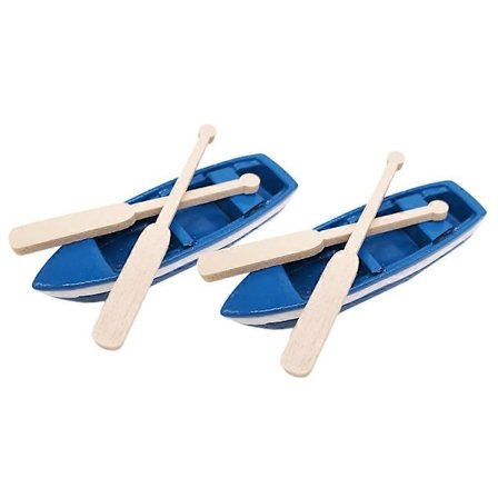 2 Sett Mini Båt og Årer Dekor Kreative Mikro Landskap Båt Ornamenter