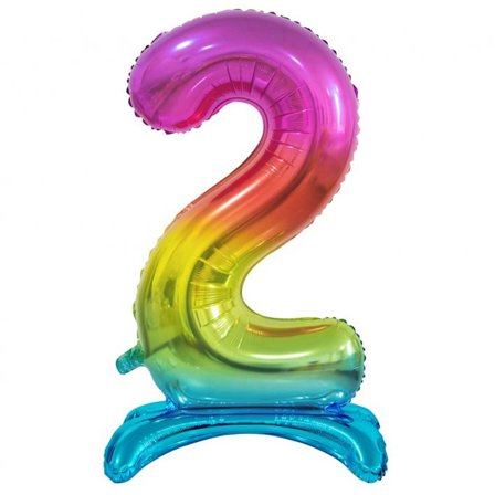 Pysyvä numero ilmapallo sateenkaaren väri 74cm "0-9" Numero 2