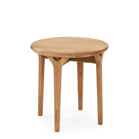 Roots Ecktisch, Ø50cm, Natur Eiche, skandinavischer Stil, runder Beistelltisch für Wohnzimmer, hochwertige Verarbeitung, zeitloses Design.