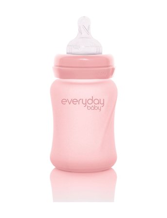 Glass Baby Bottle Healthy + Rose Pink 150Ml Pink Everyday Baby