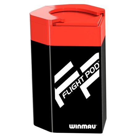 Winmau Flight Pod Accessories - Red/Black Plastic Dart Flights Case - Holds 50 Flights - Spring Loaded - Functional Design