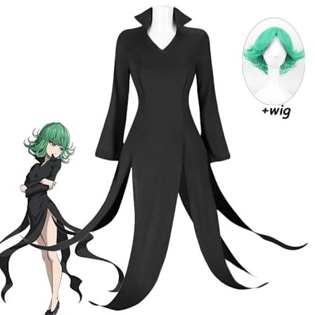 Anime One Punch Man Terrible Tornado Cosplay Kostyme Senritsu No Tatsumaki Parykk Sexy Svart Kjole Halloween Uniform for Barn Voksen M