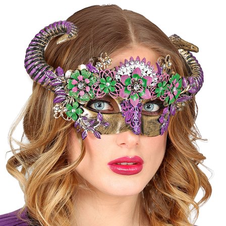 Øjenmaske med Vædderhorn & Blomster