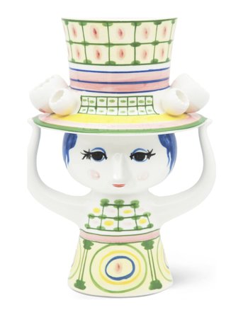 Bjørn Wiinblad | Lady With Hat Vase H24.5 Cm Grøn | 24.5 cm