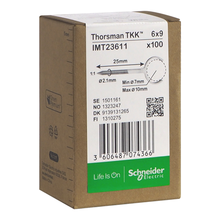Schneider Electric IMT23611 Klemmer spiker, 100-pakning, rund kabel 7-10, 2,1x25 mm, Installasjonsmaterial