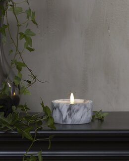 Star Trading LED Stumpenkerze Marmor Grau