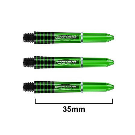 Winmau Prism Force 35mm Polycarbonate Dart Shafts - 4 Sets (12) Green/Black/Clear - Professional Grade - Grip Zone