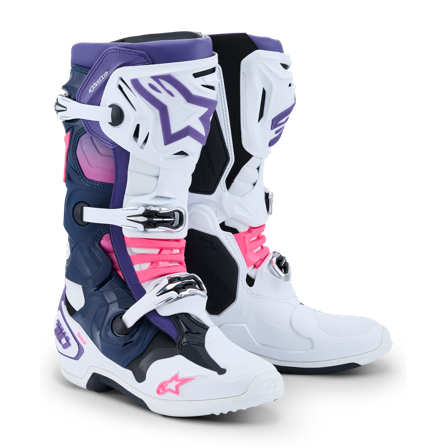 Cizme Motocross Alpinestars Tech 10 MX alb/violet/bleumarin/roz Fluo 47