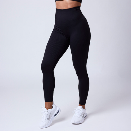 CLN ATHLETICS Luma Ribbed Seamless Tights, Black