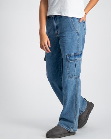 Grunt Worki Low Waist Cargo Bleu Jeans Fille - Kids Brand Store