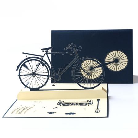 3D-gratulationskort (cykel), kreativt mönster av papperssnitt, födelsedag