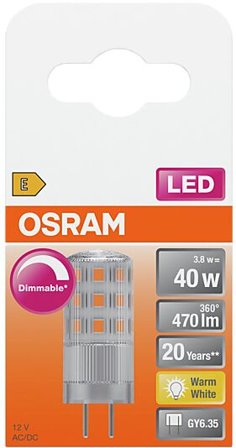 OSRAM Led Pin Gy6,35 40 470lm klar Dimbar Varmhvit