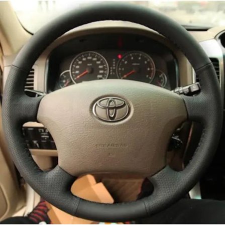 Sy-på äkta läder bilratt överdrag för kompatibel med Toyota Land Cruiser Prado 120 Land Cruiser (2003-2007) Tacoma (2005-2011)